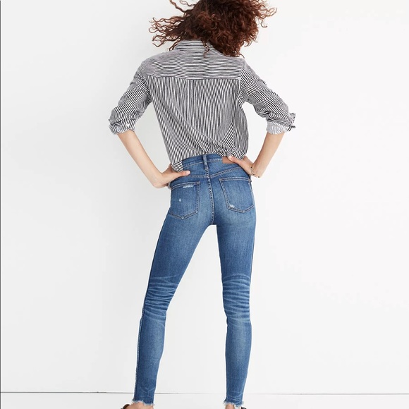 Madewell 9" High-rise Skinny Jeans In Allegra Wash: Rip And Repair, Sz 24 - Picture 2 of 16